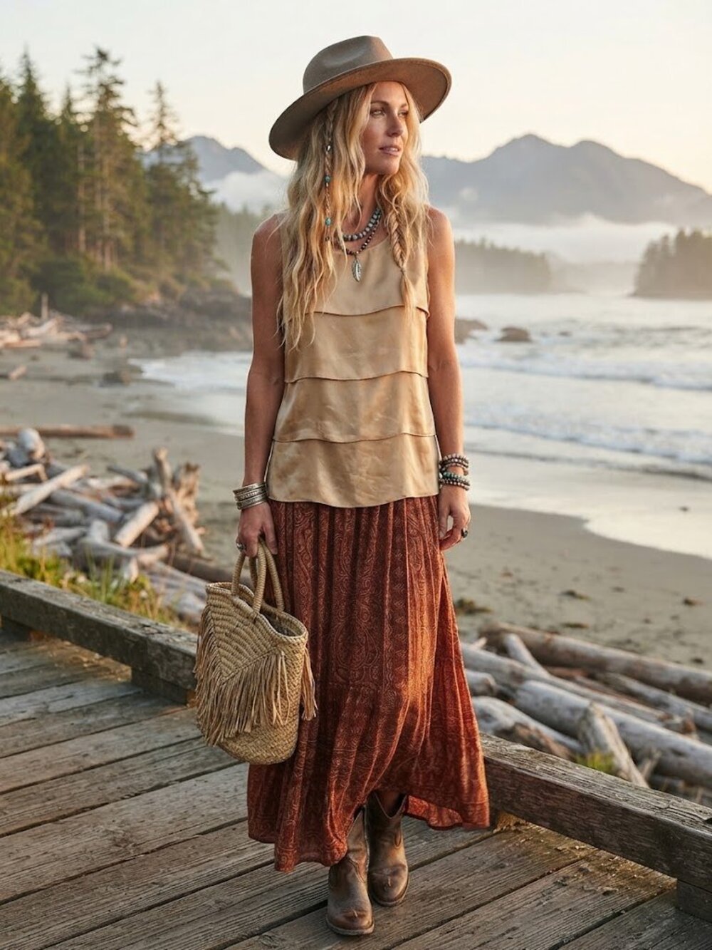 Paper Crown Sleeveless Layered Tank Top - Nude